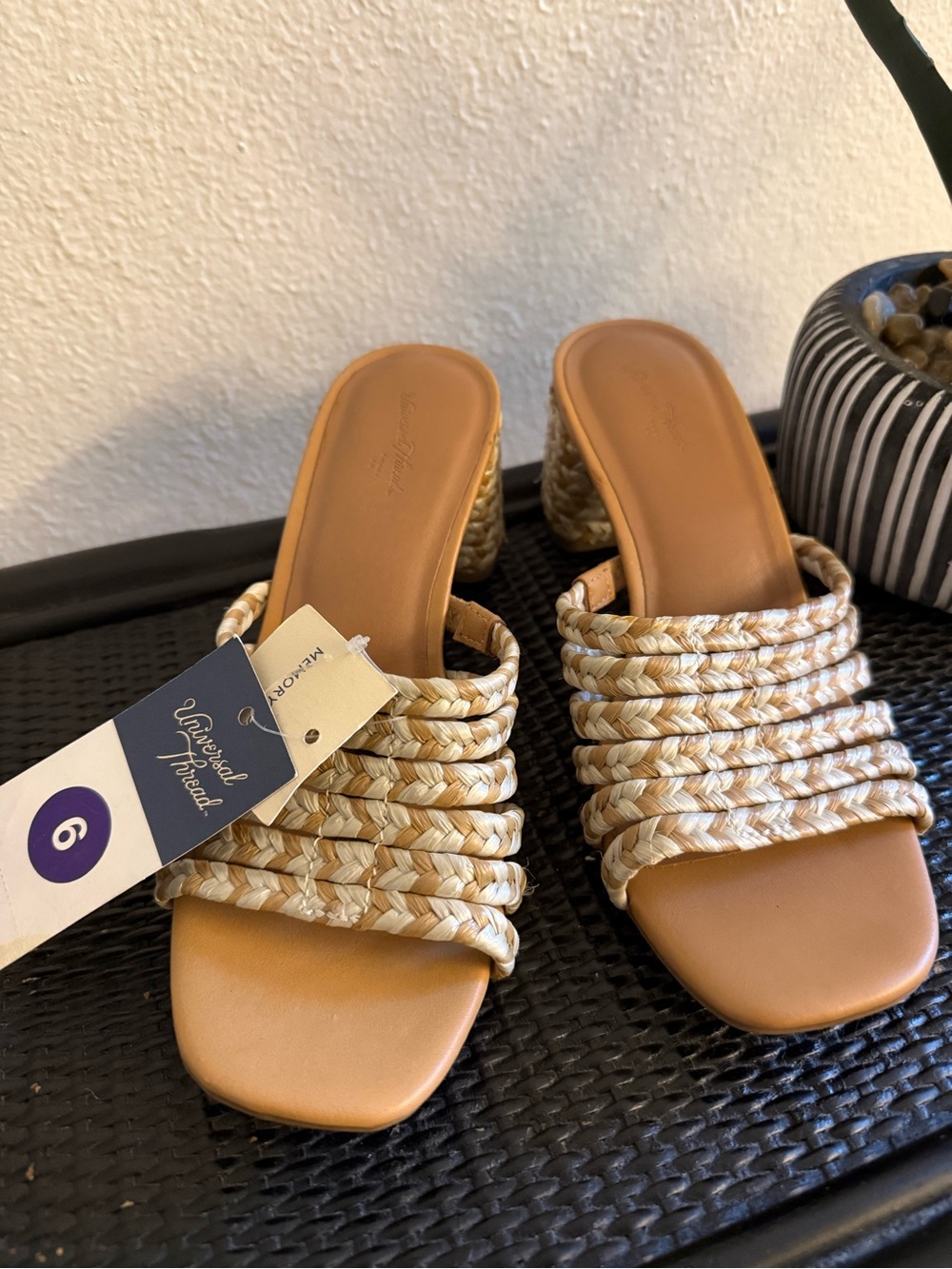 Universal Thread Tan Braided Slide Heels